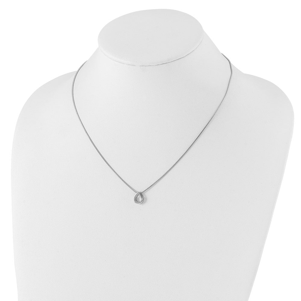 White Ice Sterling Silver Rhodium-plated 18 Inch Diamond Teardrop Necklace with 2 Inch Extender