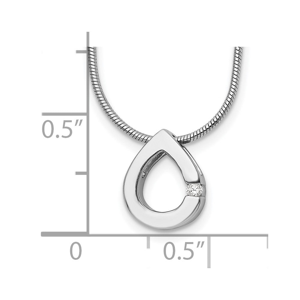 White Ice Sterling Silver Rhodium-plated 18 Inch Diamond Teardrop Necklace with 2 Inch Extender