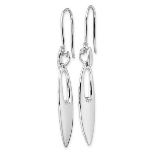 White Ice Sterling Silver Rhodium-plated Diamond Shepherd Hook Dangle Earrings