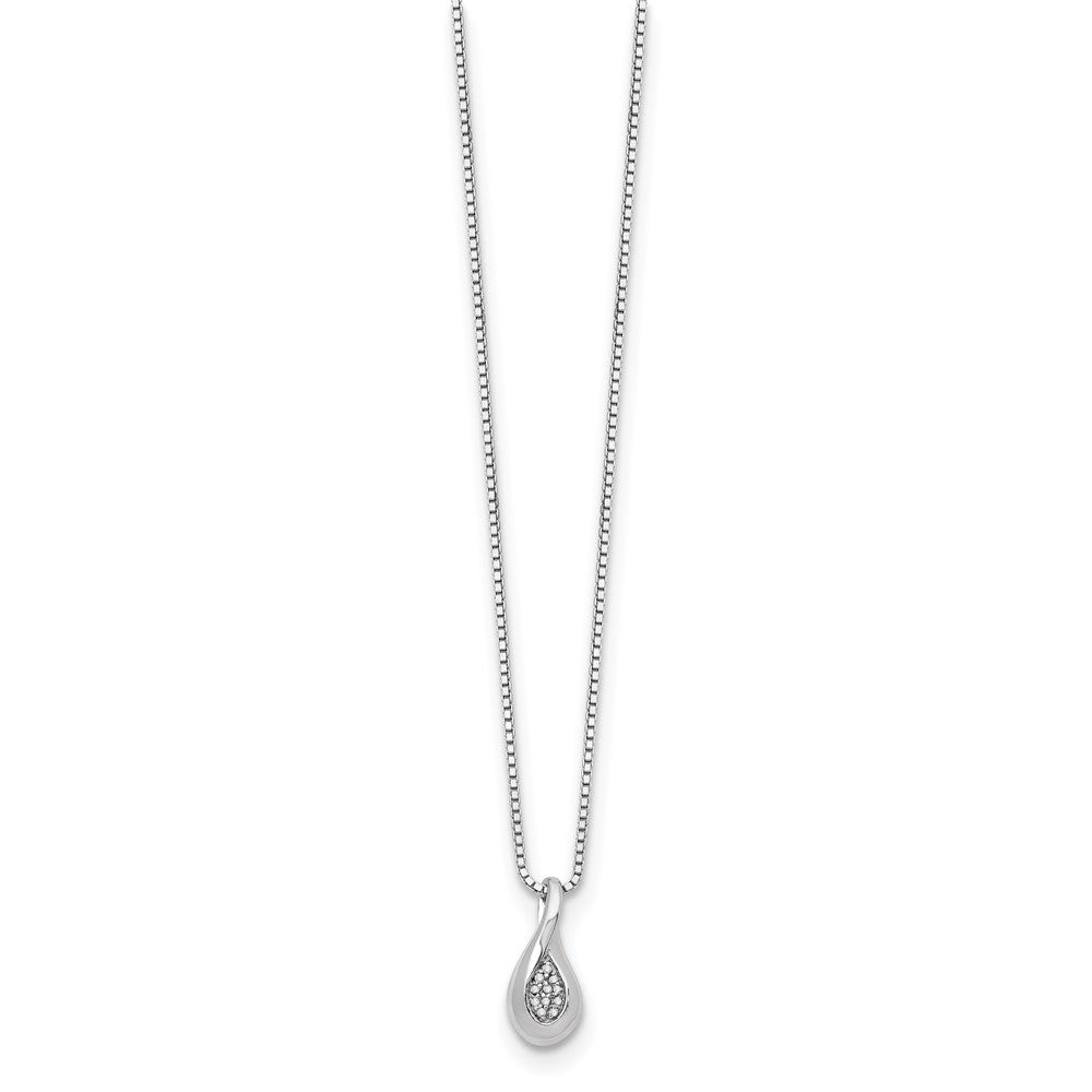 White Ice Sterling Silver Rhodium-plated 18 Inch Diamond Teardrop Necklace with 2 Inch Extender