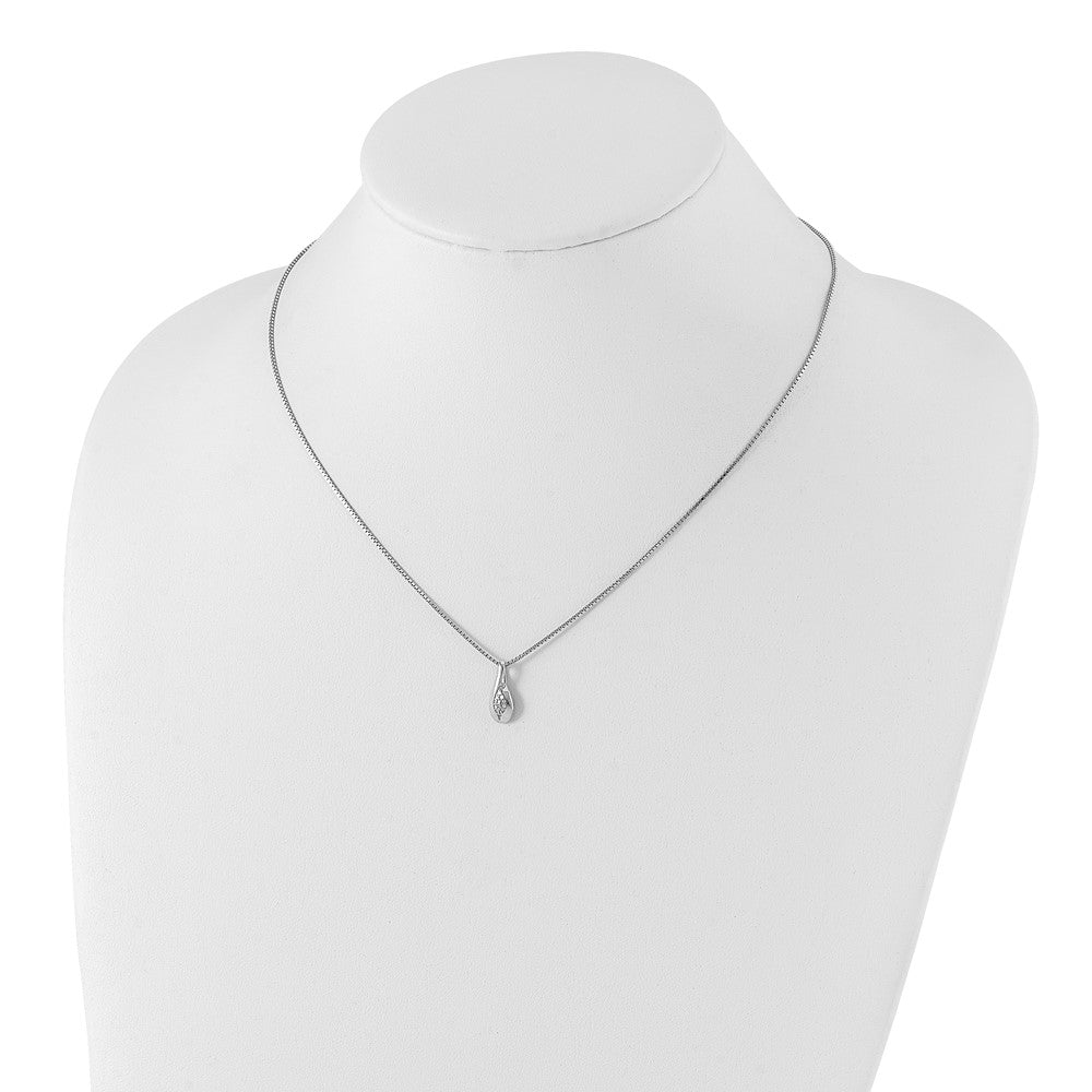 White Ice Sterling Silver Rhodium-plated 18 Inch Diamond Teardrop Necklace with 2 Inch Extender