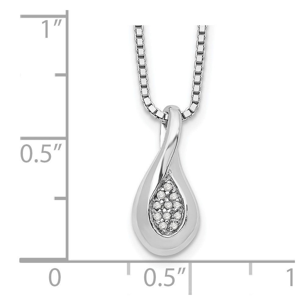 White Ice Sterling Silver Rhodium-plated 18 Inch Diamond Teardrop Necklace with 2 Inch Extender