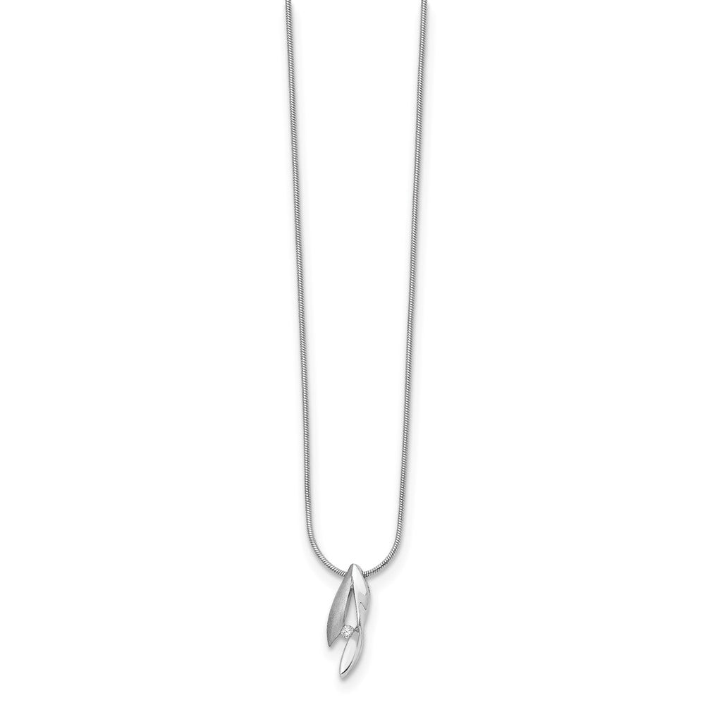 White Ice Sterling Silver Rhodium-plated Satin and Polished 18 Inch Diamond Necklace with 2 Inch Extender