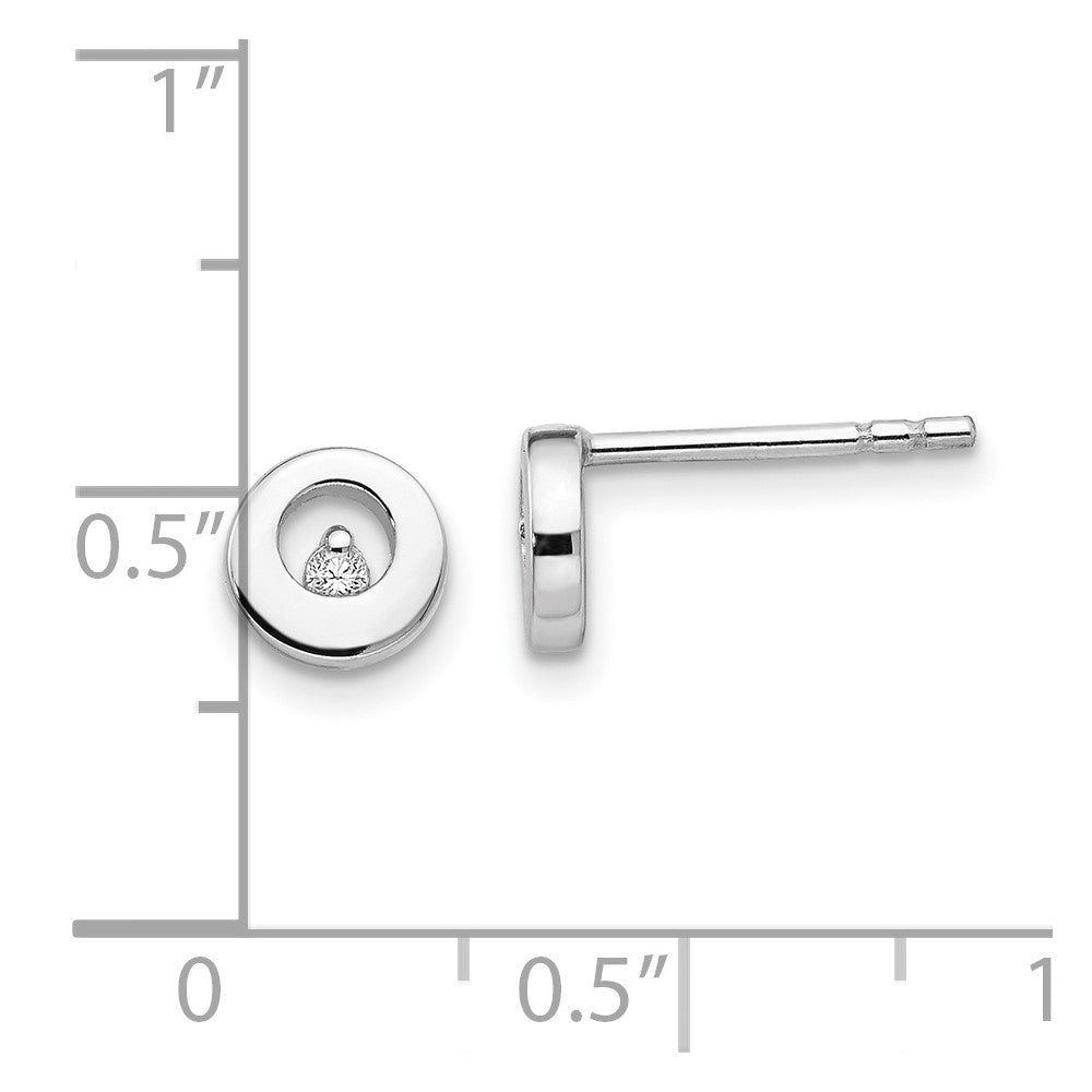 White Ice Sterling Silver Rhodium-plated Diamond Open Circle Stud Post Earrings