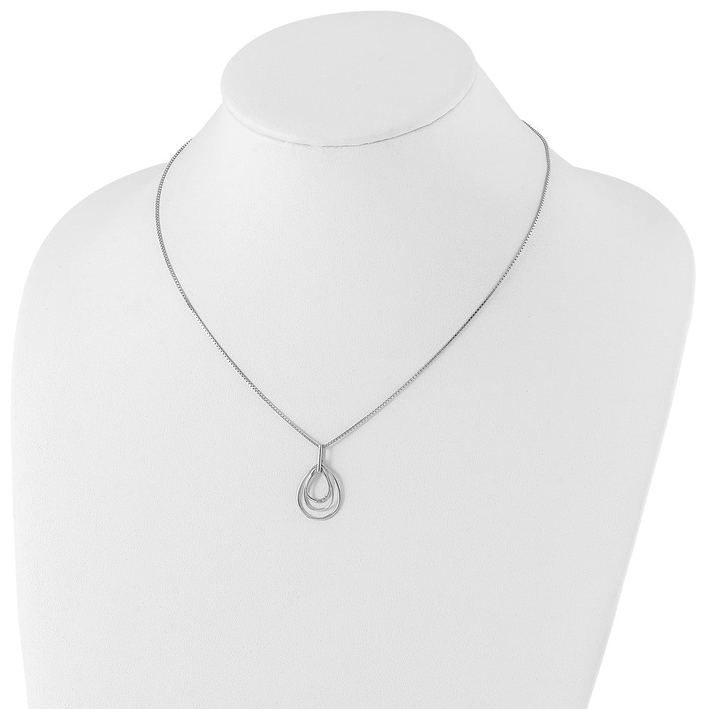 White Ice Sterling Silver Rhodium-plated 18 Inch Diamond Fancy Teardrop Necklace with 2 Inch Extender