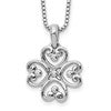 White Ice Sterling Silver Rhodium-plated 18 Inch Diamond 4 Heart Necklace with 2 Inch Extender