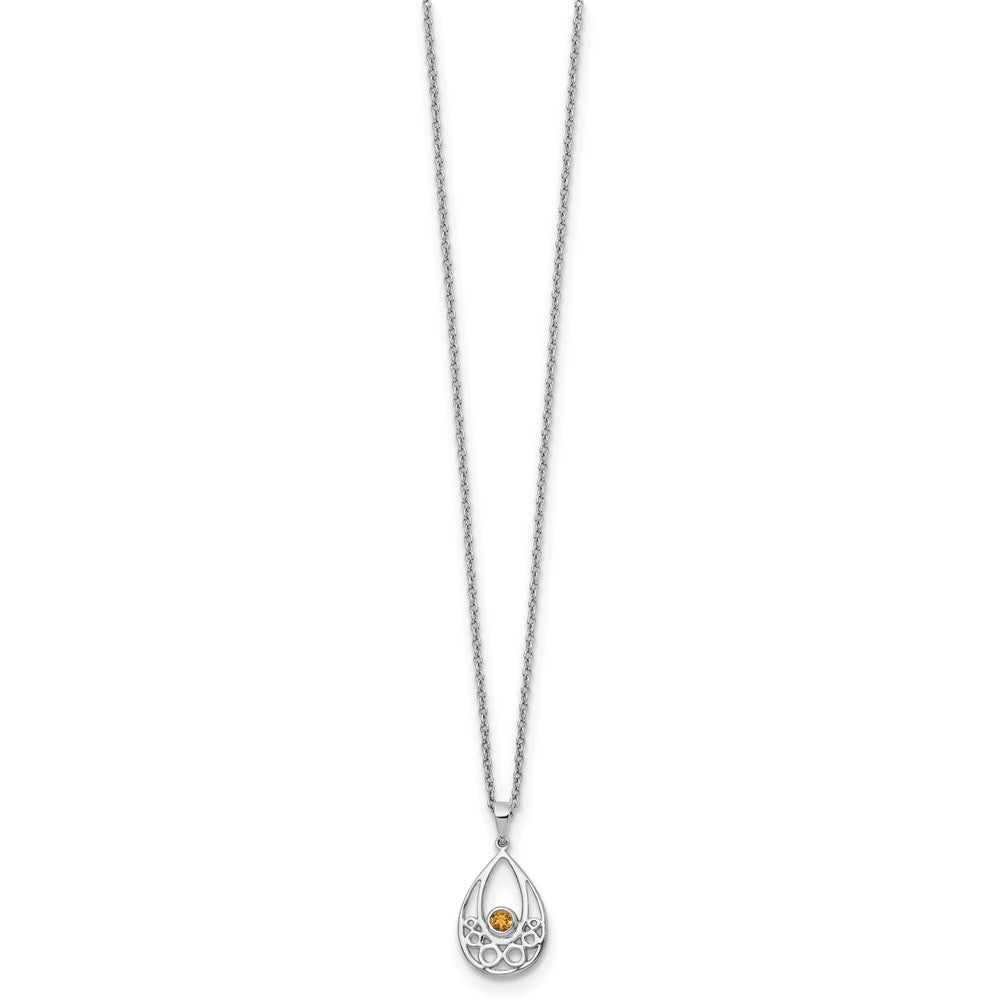White Ice Sterling Silver Rhodium-plated 18 inch Citrine Necklace with 2 inch Extender