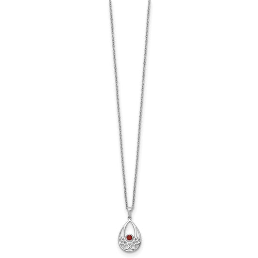 White Ice Sterling Silver Rhodium-plated 18 inch Garnet Necklace with 2 inch Extender