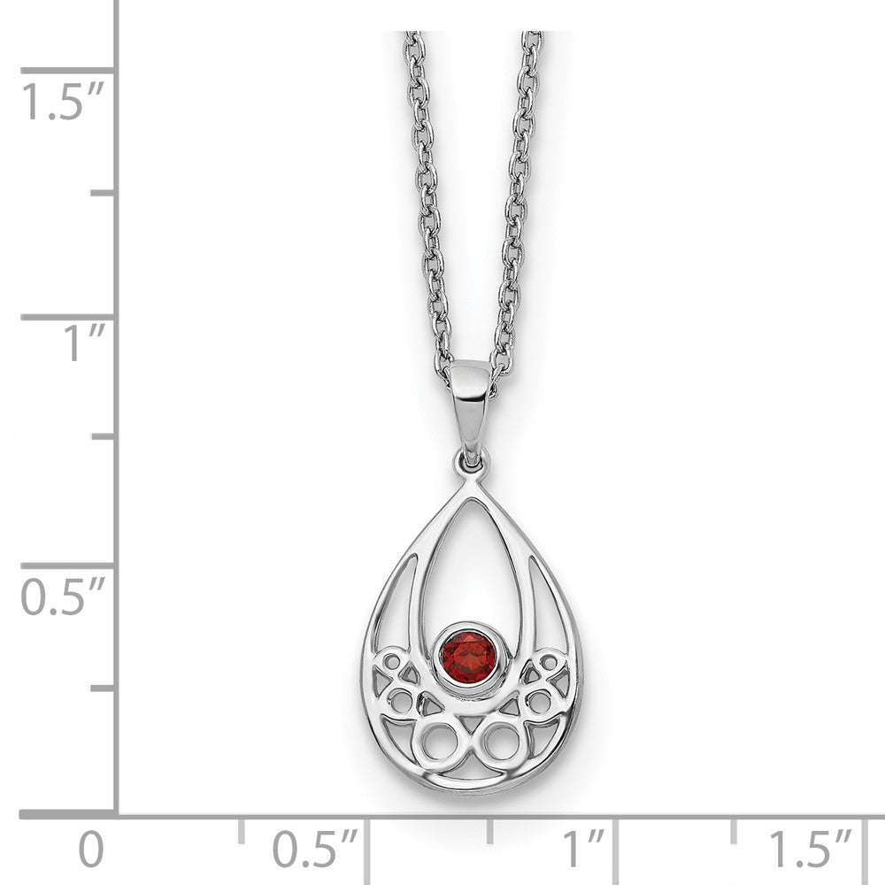White Ice Sterling Silver Rhodium-plated 18 inch Garnet Necklace with 2 inch Extender