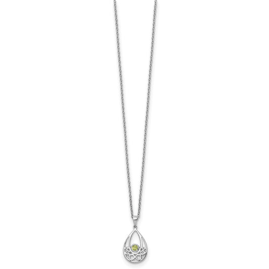 White Ice Sterling Silver Rhodium-plated 18 inch Peridot Necklace with 2 inch Extender