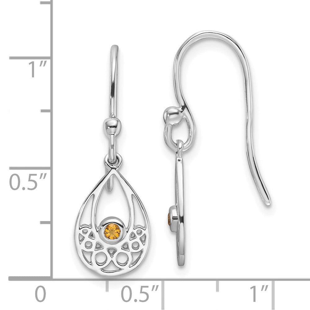 White Ice Sterling Silver Rhodium-plated Citrine Shepherd Hook Earrings