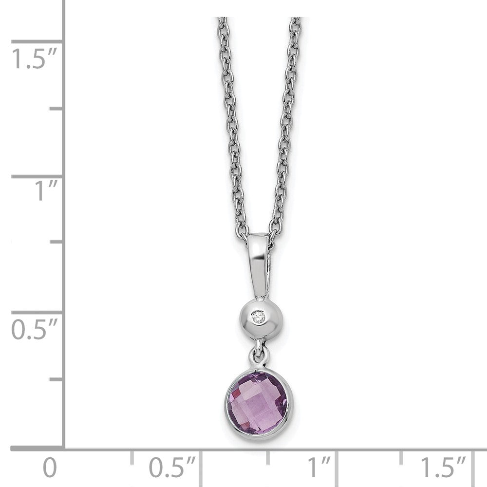 White Ice Sterling Silver Rhodium-plated 18 inch Diamond and Amethyst Necklace with 2 inch Extender