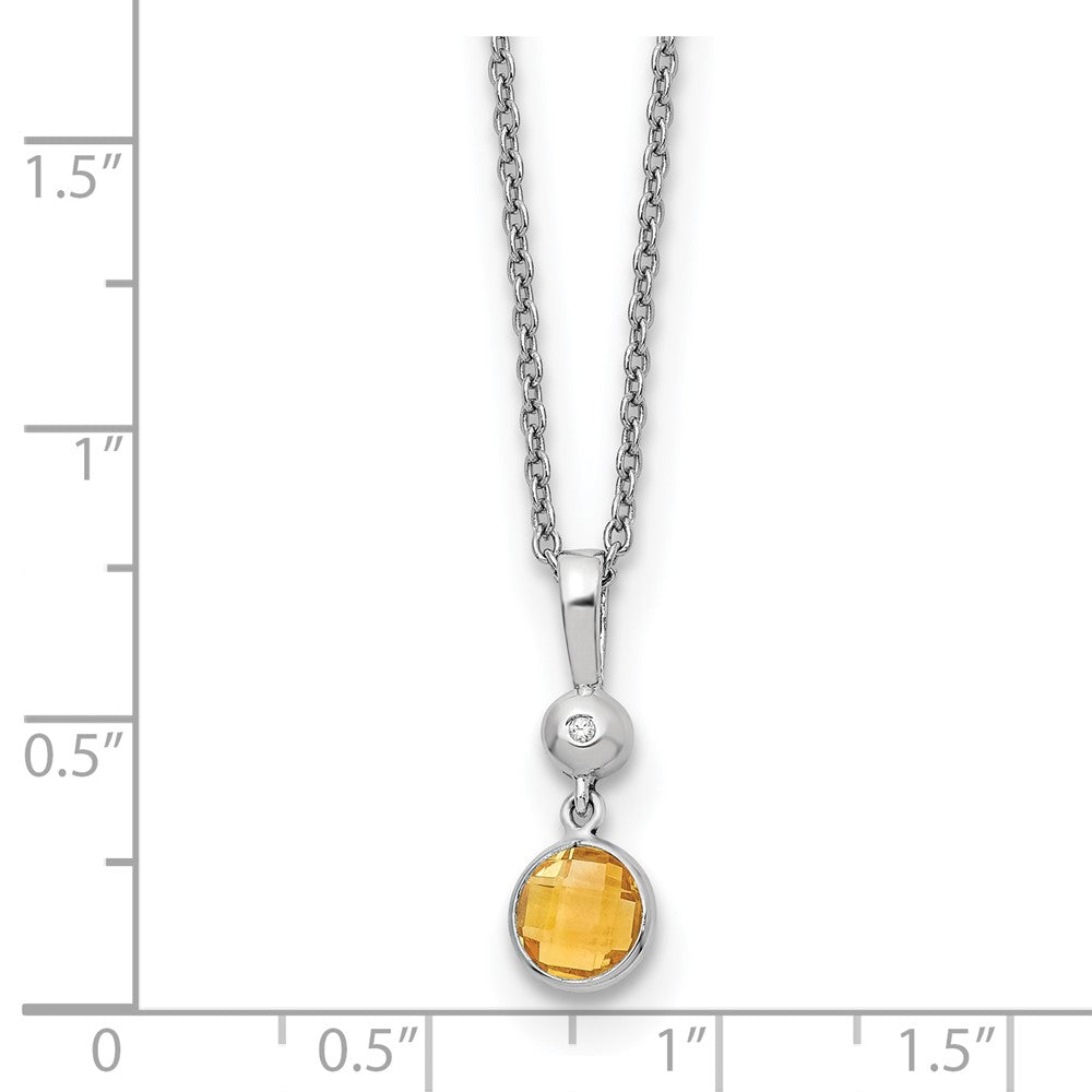 White Ice Sterling Silver Rhodium-plated 18 inch Diamond and Citrine Necklace with 2 inch Extender