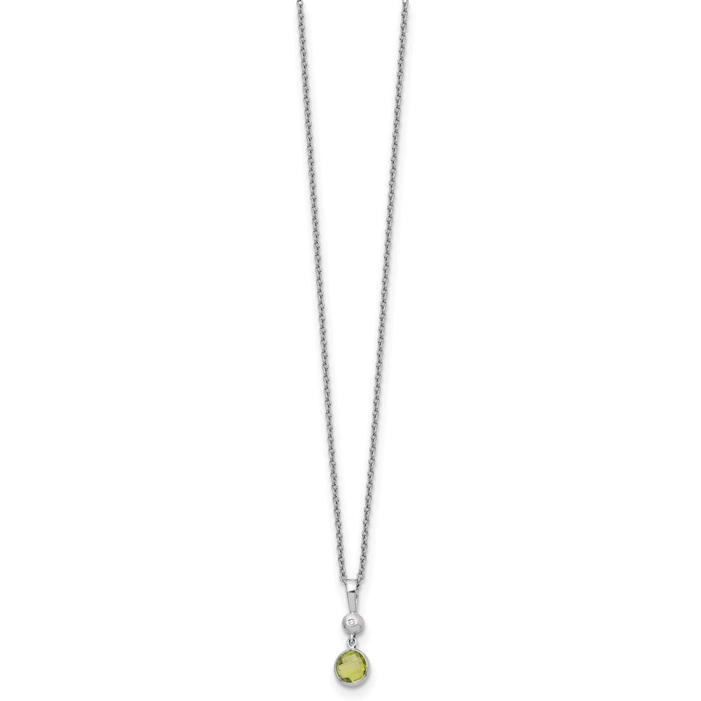 White Ice Sterling Silver Rhodium-plated 18 inch Diamond and Peridot Necklace with 2 inch Extender