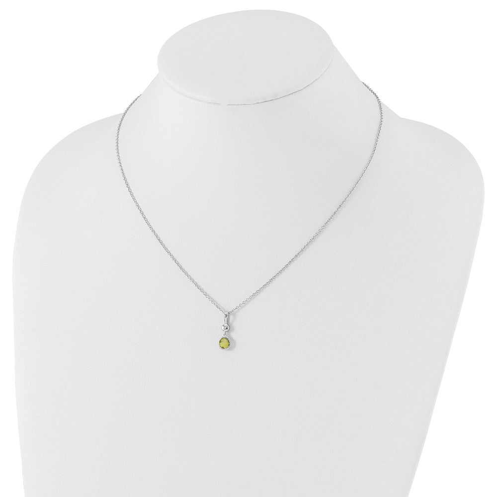 White Ice Sterling Silver Rhodium-plated 18 inch Diamond and Peridot Necklace with 2 inch Extender