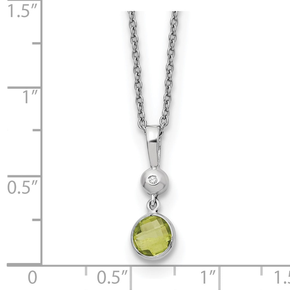 White Ice Sterling Silver Rhodium-plated 18 inch Diamond and Peridot Necklace with 2 inch Extender