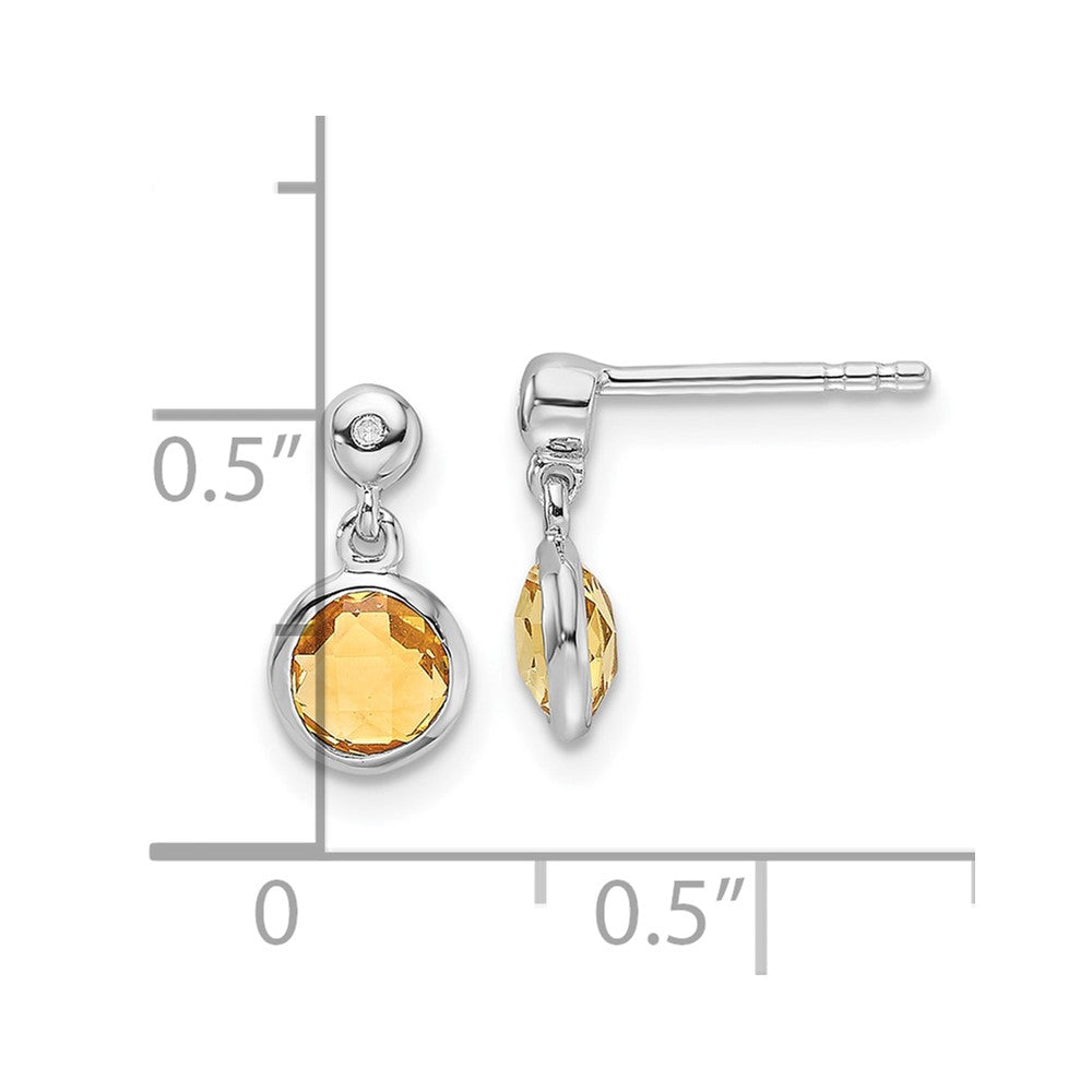 White Ice Sterling Silver Rhodium-plated Diamond and Citrine Post Dangle Earrings