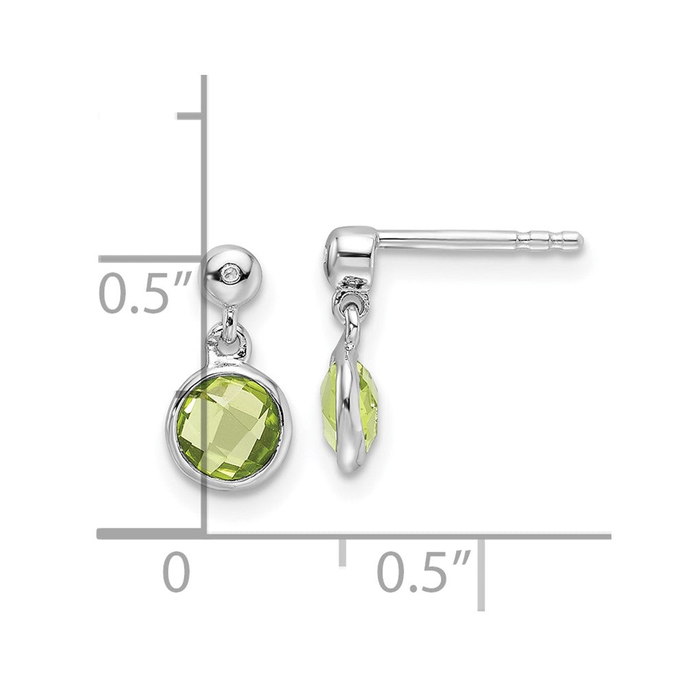 White Ice Sterling Silver Rhodium-plated Diamond and Peridot Post Dangle Earrings
