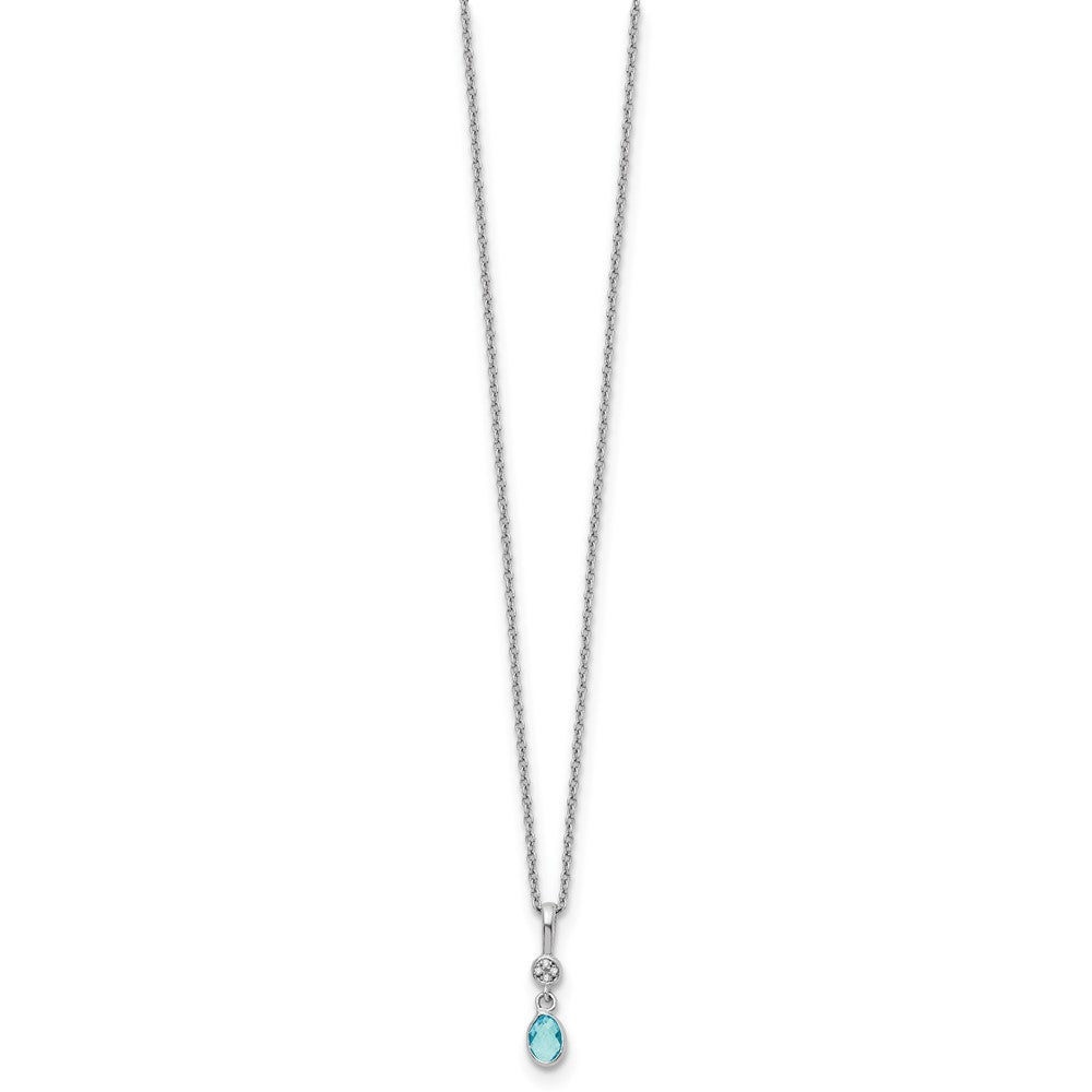 White Ice Sterling Silver Rhodium-plated 18 inch Diamond and Blue Topaz Necklace with 2 inch Extender
