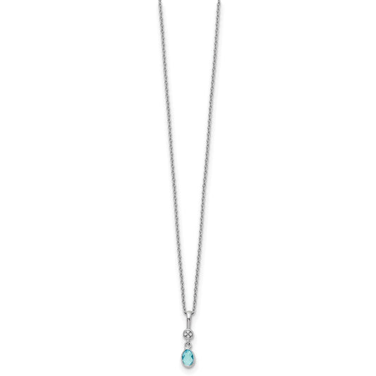 White Ice Sterling Silver Rhodium-plated 18 inch Diamond and Blue Topaz Necklace with 2 inch Extender