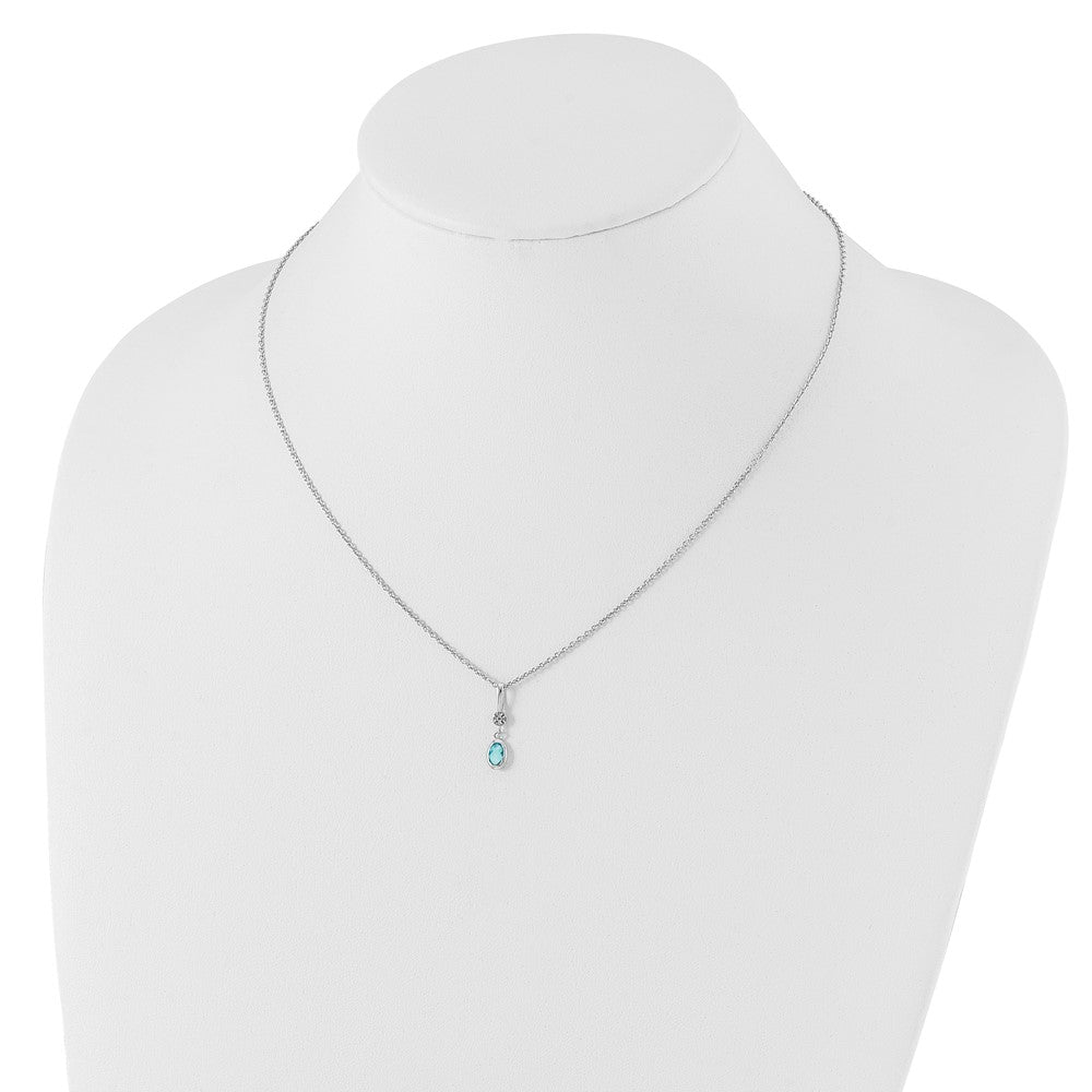 White Ice Sterling Silver Rhodium-plated 18 inch Diamond and Blue Topaz Necklace with 2 inch Extender