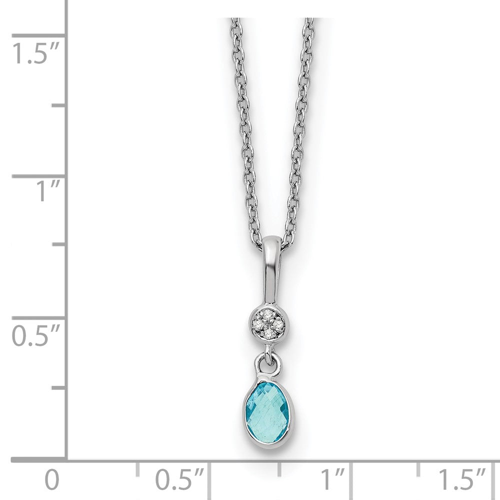 White Ice Sterling Silver Rhodium-plated 18 inch Diamond and Blue Topaz Necklace with 2 inch Extender