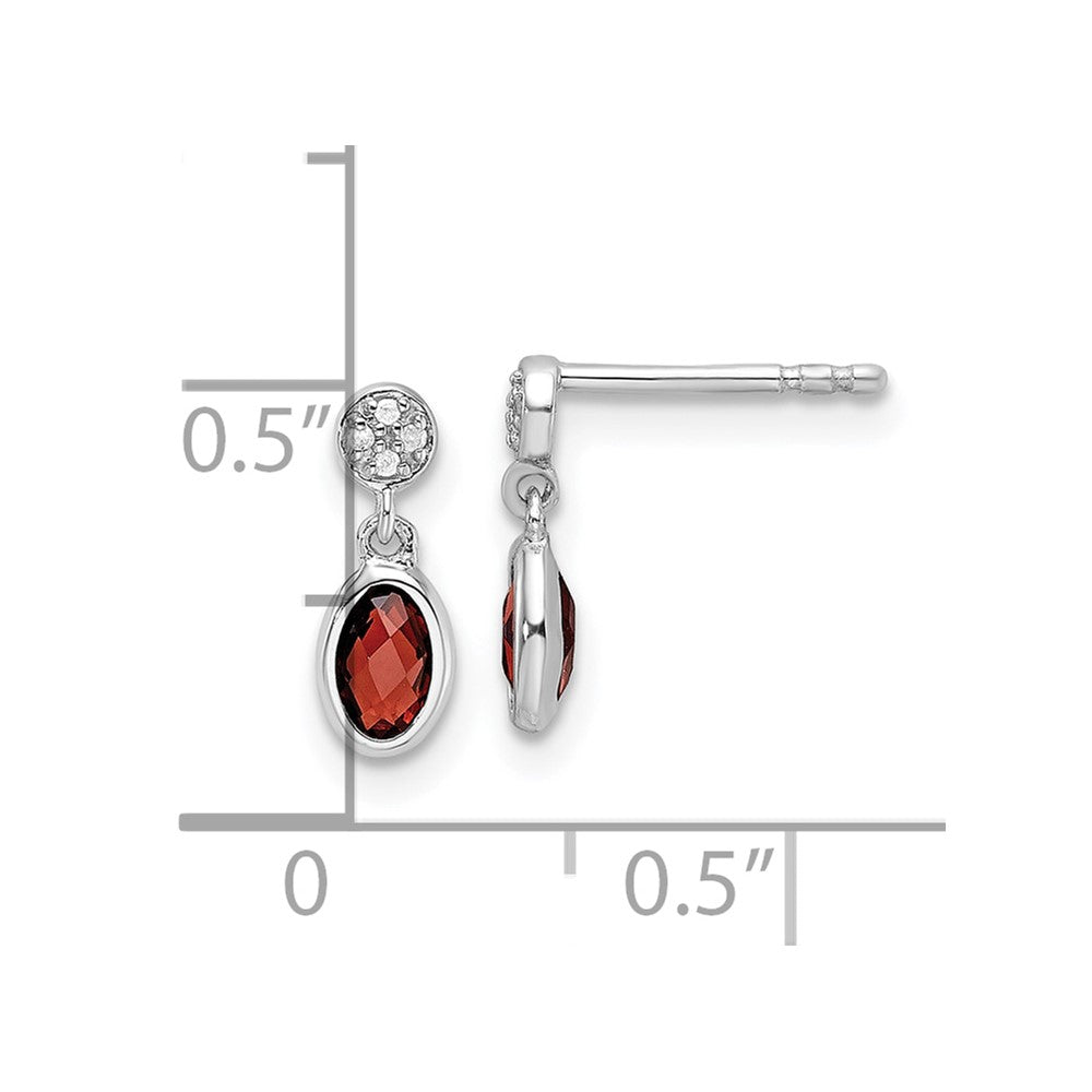 White Ice Sterling Silver Rhodium-plated Diamond and Garnet Post Dangle Earrings