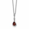 White Ice Sterling Silver Rhodium-plated 18 inch Diamond and Garnet Teardrop Necklace with 2 inch Extender