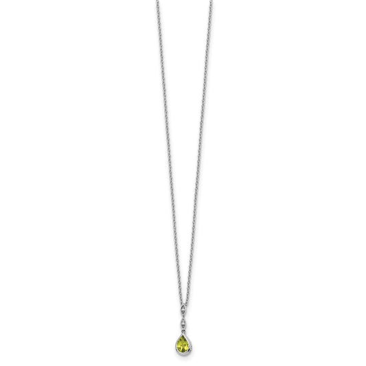 White Ice Sterling Silver Rhodium-plated Diamond and Peridot Teardrop 18 inch Neckalce with 2 inch Extender
