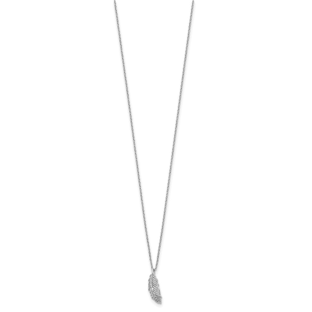 White Ice Sterling Silver Rhodium-plated 18 Inch Diamond Feather Necklace with 2 Inch Extender