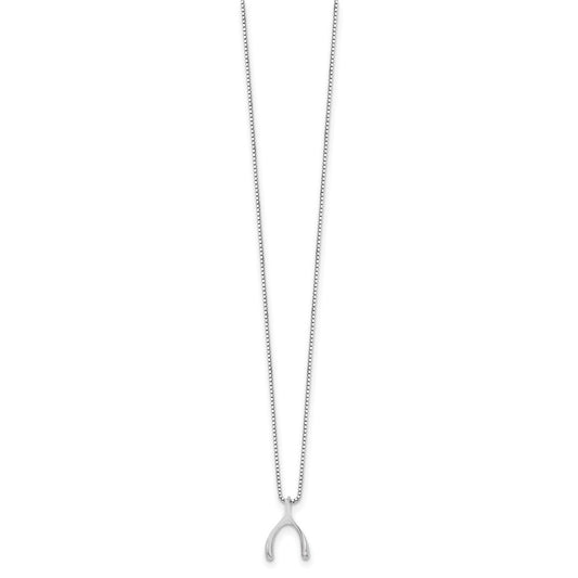 White Ice Sterling Silver Rhodium-plated 18 Inch Diamond Wishbone Slide Pendant Necklace with 2 Inch Extender