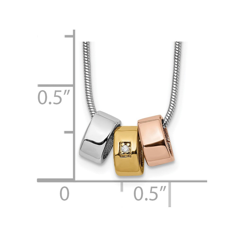 White Ice Sterling Silver Rhodium-plated Rose and Gold-tone 18 Inch Diamond Necklace with 2 Inch Extender