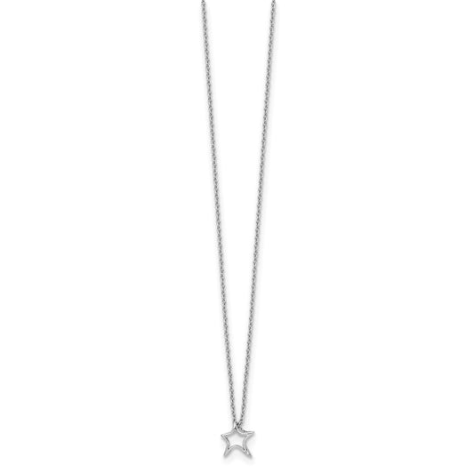 White Ice Sterling Silver Rhodium-plated 18 Inch Diamond Star Necklace with 2 Inch Extender