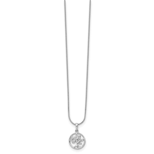 White Ice Sterling Silver Rhodium-plated 18 Inch Diamond Tree Necklace with 2 Inch Extender
