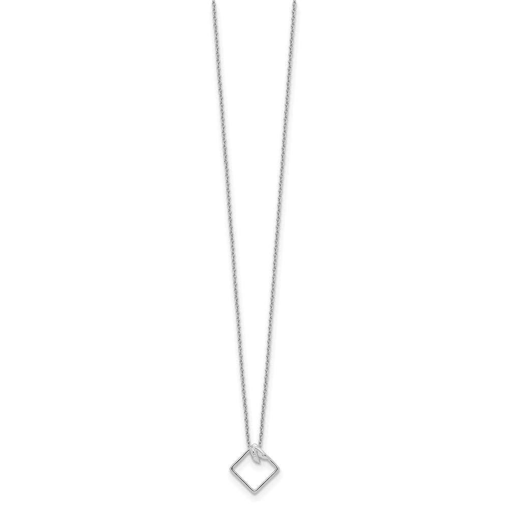 White Ice Sterling Silver Rhodium-plated 18 Inch Open Diamond-shaped Diamond Necklace with 2 Inch Extender