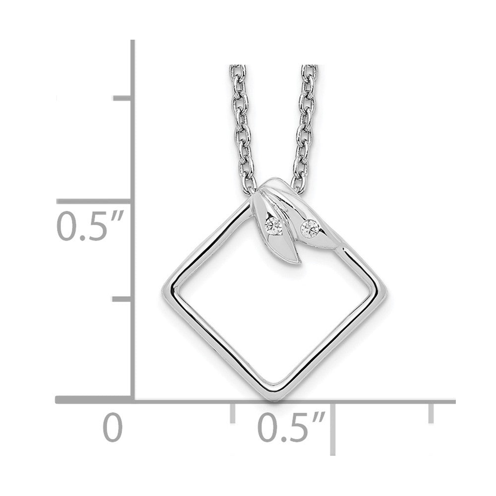 White Ice Sterling Silver Rhodium-plated 18 Inch Open Diamond-shaped Diamond Necklace with 2 Inch Extender