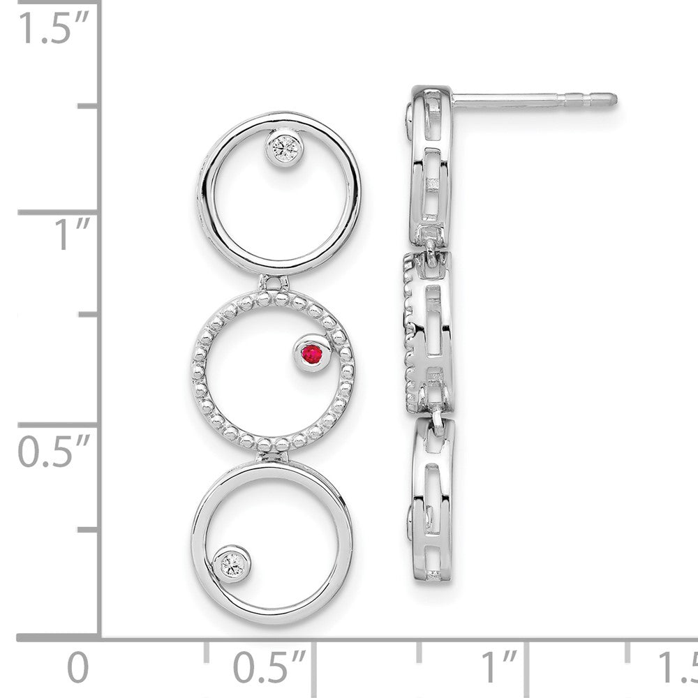 White Ice Sterling Silver Rhodium-plated Diamond and Ruby Post Drop Earrings