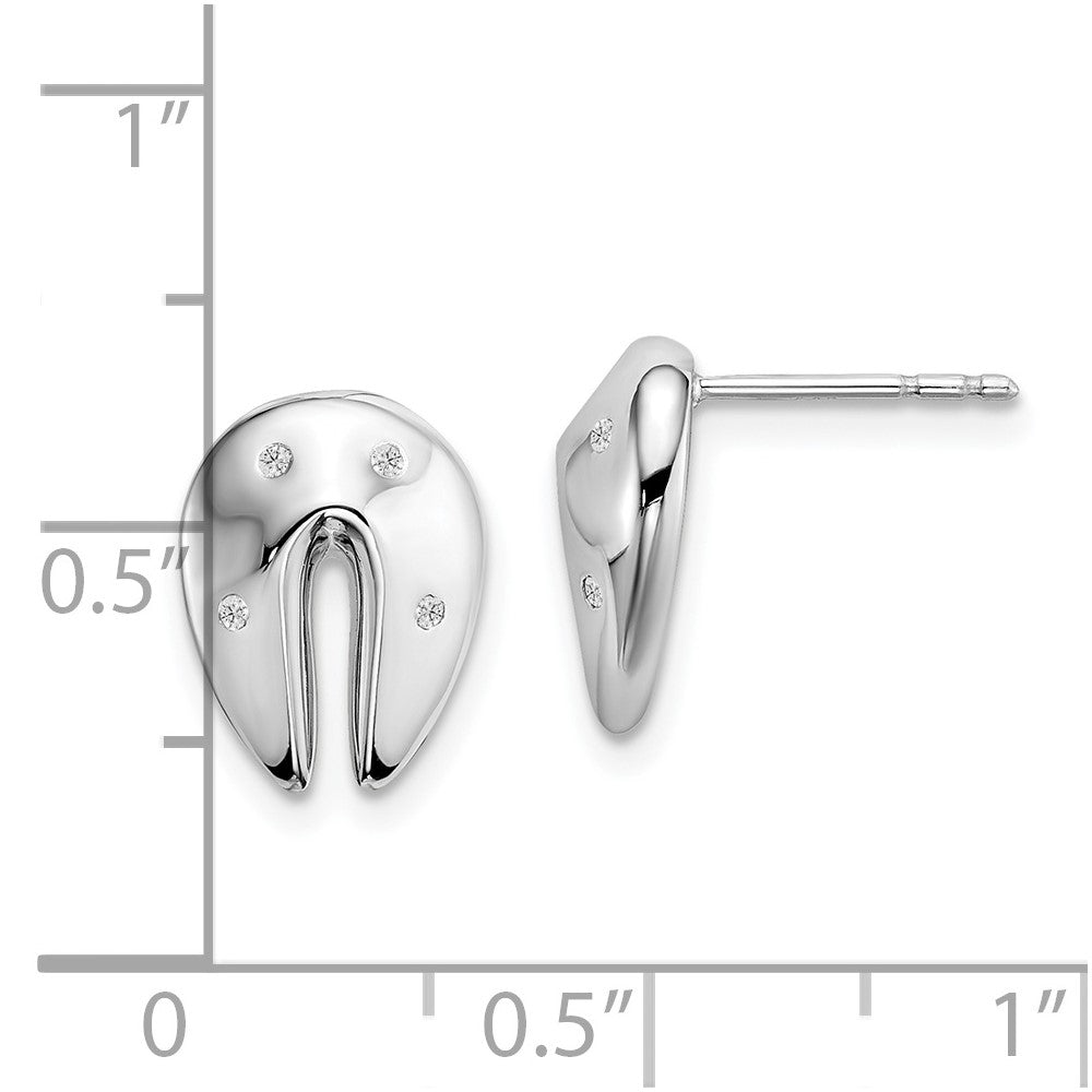 White Ice Sterling Silver Rhodium-plated Diamond Fortune Cookie Post Earrings