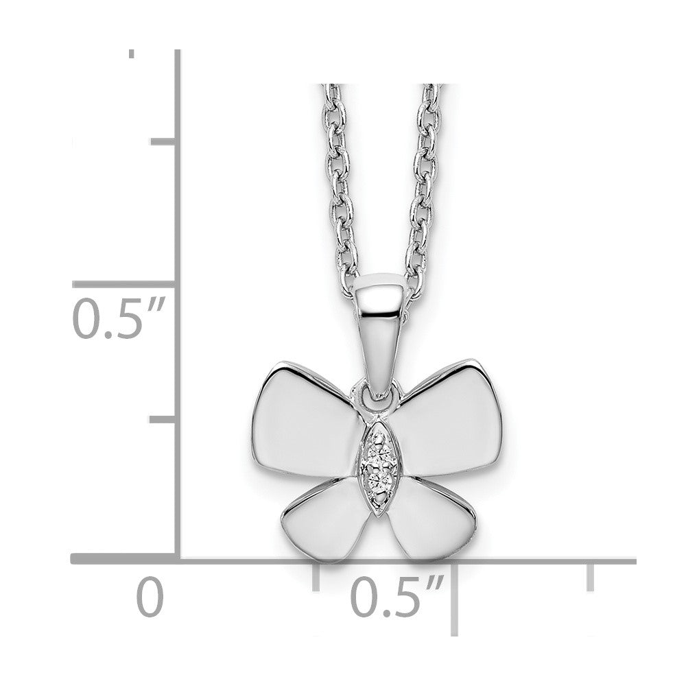 White Ice Sterling Silver Rhodium-plated 18 Inch Diamond Butterfly Necklace with 2 Inch Extender