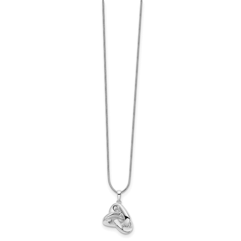 White Ice Sterling Silver Rhodium-plated 18 Inch Diamond Love Knot Necklace with 2 Inch Extender