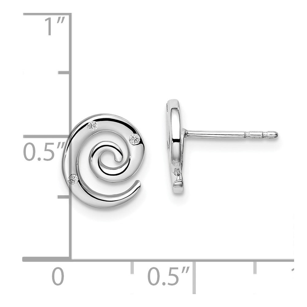 White Ice Sterling Silver Rhodium-plated Diamond Swirl Post Earrings
