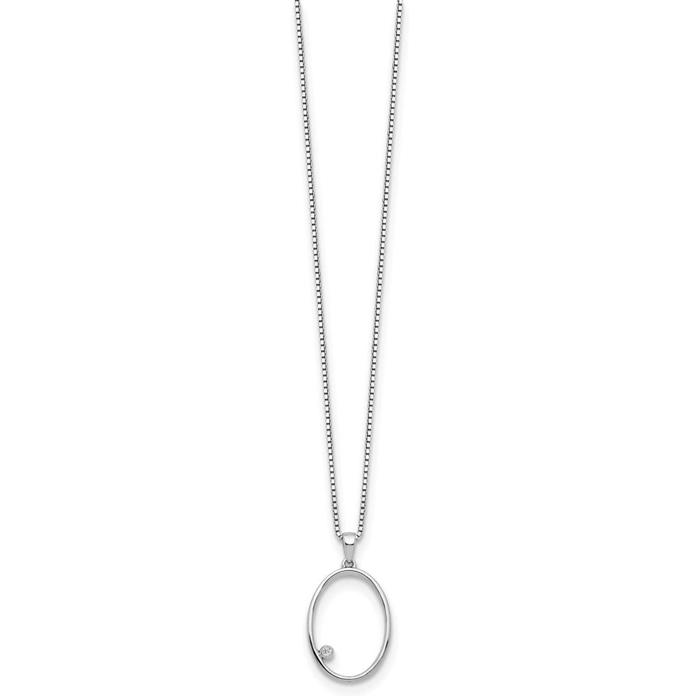 White Ice Sterling Silver Rhodium-plated 18 Inch Diamond Open Oval Necklace with 2 Inch Extender