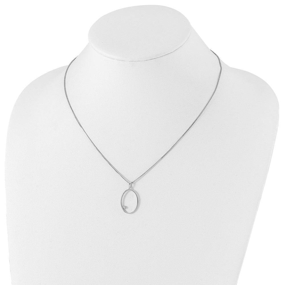 White Ice Sterling Silver Rhodium-plated 18 Inch Diamond Open Oval Necklace with 2 Inch Extender