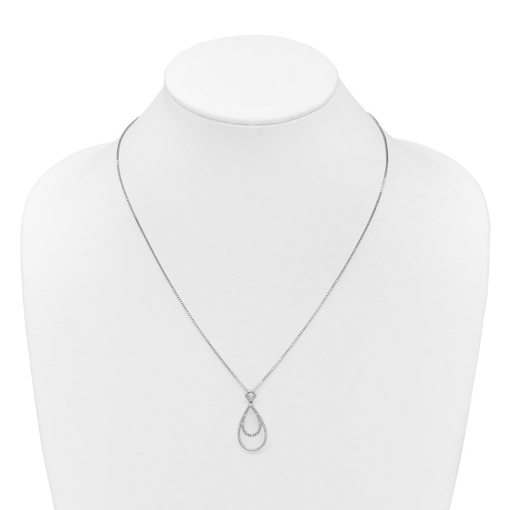 White Ice Sterling Silver Rhodium-plated 18 Inch Diamond Fancy Teardrop Necklace with 2 Inch Extender