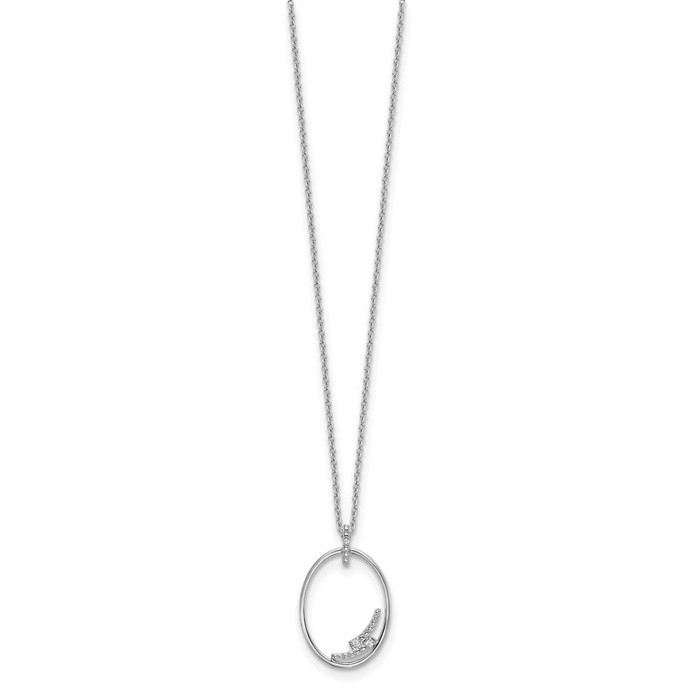 White Ice Sterling Silver Rhodium-plated 18 Inch Diamond Open Oval Necklace with 2 Inch Extender