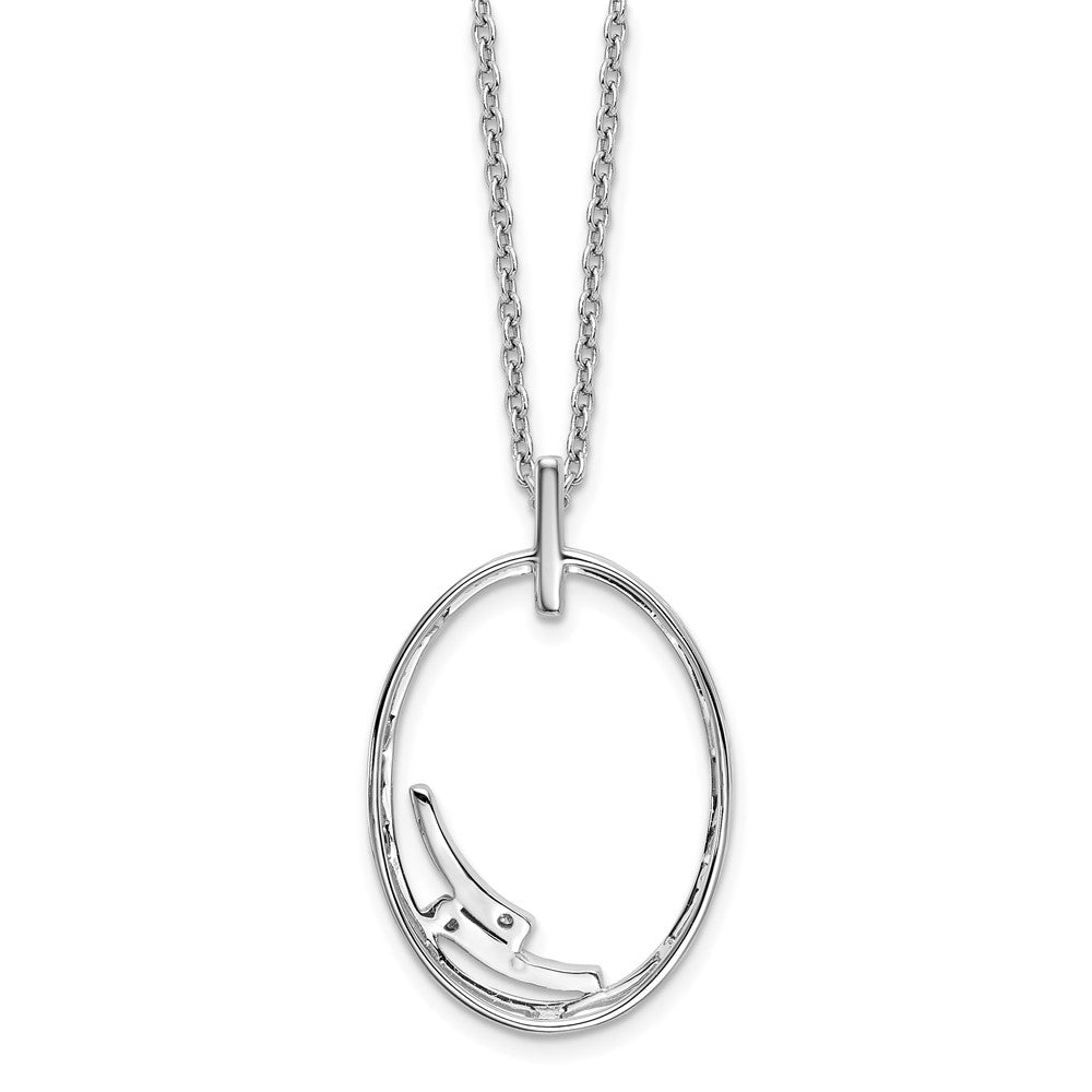 White Ice Sterling Silver Rhodium-plated 18 Inch Diamond Open Oval Necklace with 2 Inch Extender