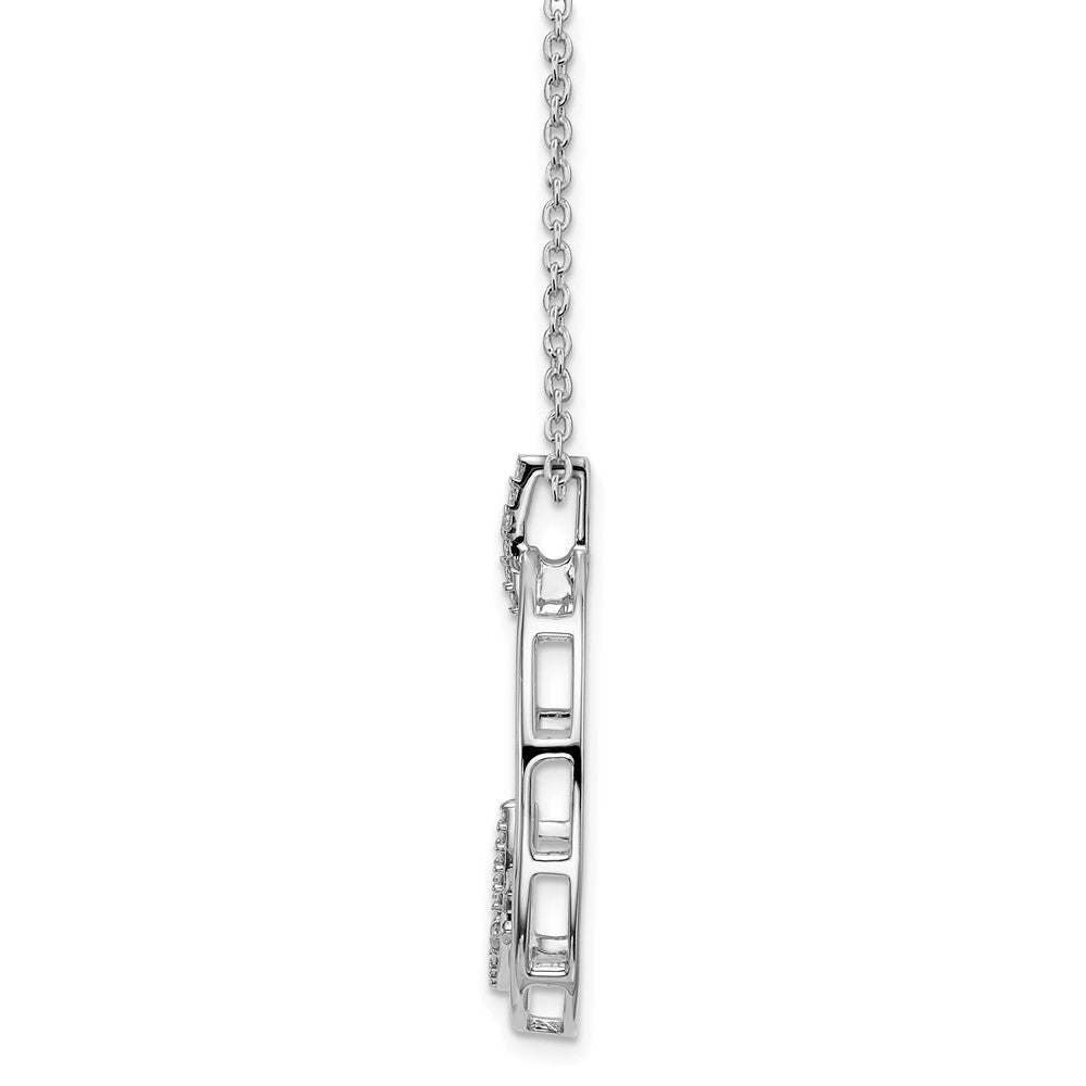 White Ice Sterling Silver Rhodium-plated 18 Inch Diamond Open Oval Necklace with 2 Inch Extender