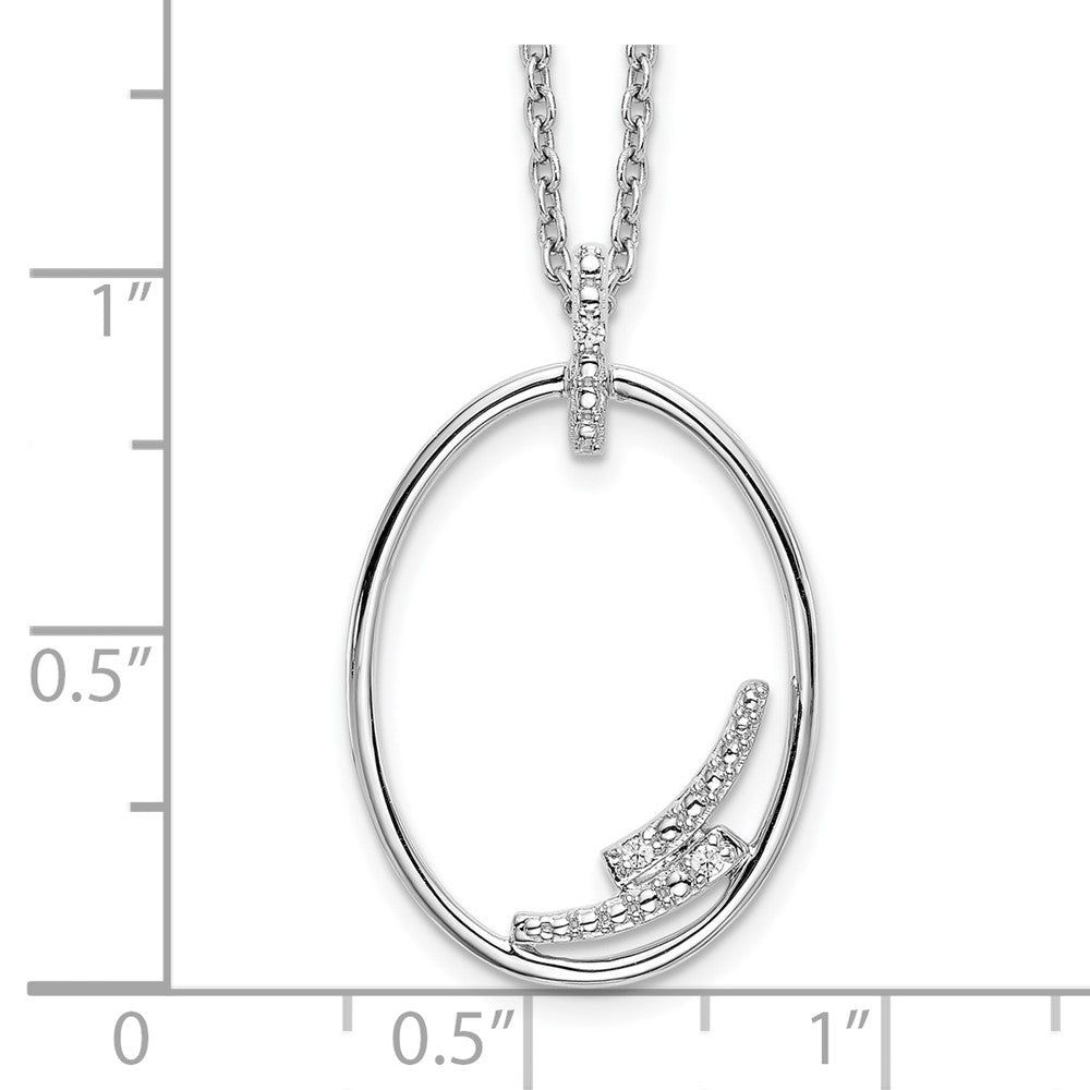 White Ice Sterling Silver Rhodium-plated 18 Inch Diamond Open Oval Necklace with 2 Inch Extender