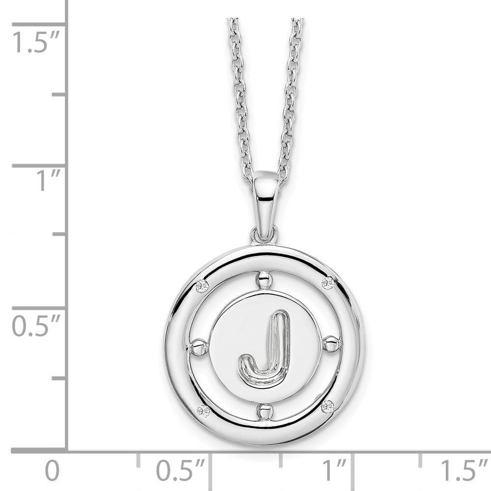 White Ice Sterling Silver Rhodium-plated 18 Inch Diamond Letter J Initial Necklace with 2 Inch Extender