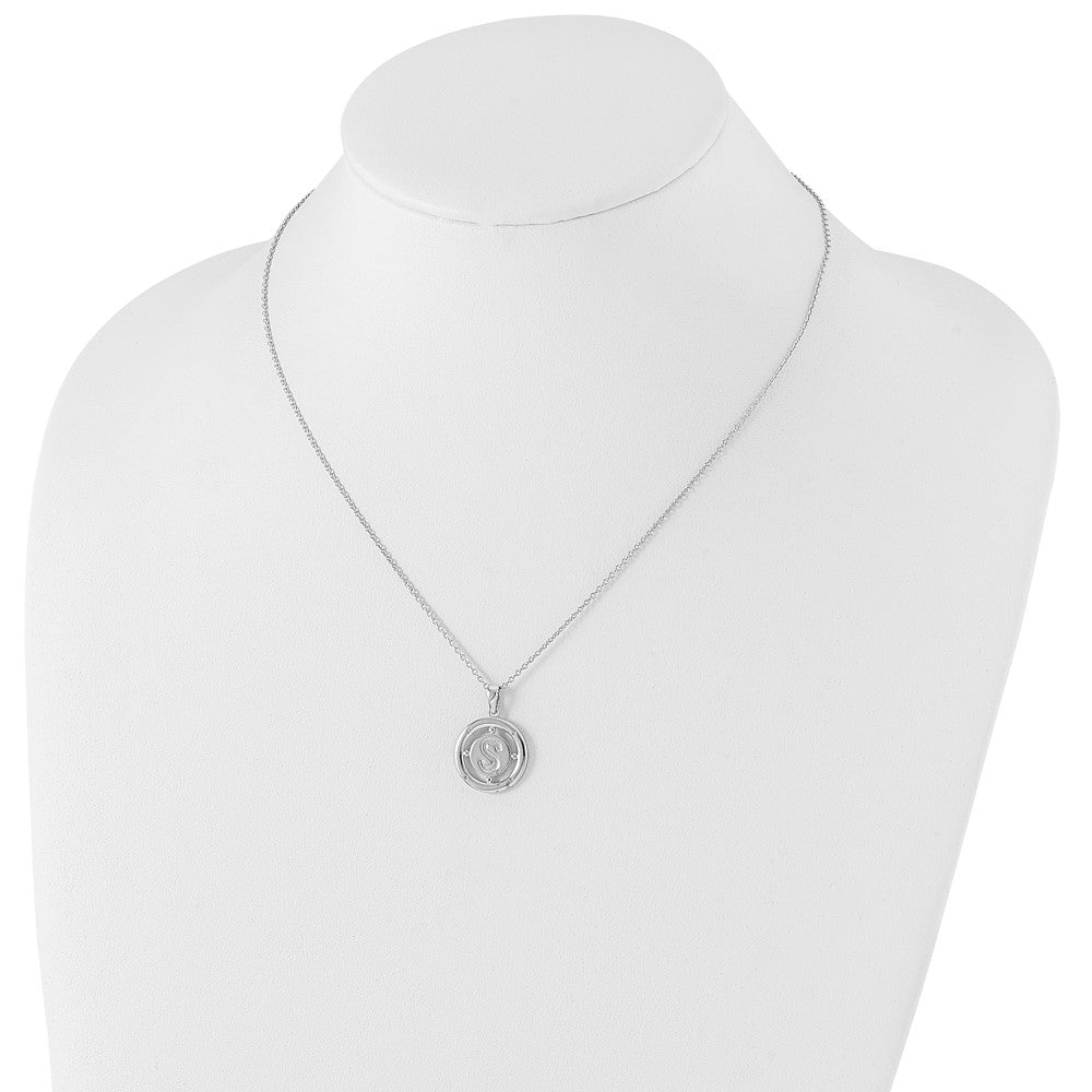 White Ice Sterling Silver Rhodium-plated 18 Inch Diamond Letter S Initial Necklace with 2 Inch Extender